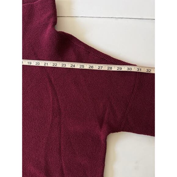 Free People Ottoman Slouchy Tunic Sweater Women XL Burgundy Red Ribbed Oversized - Picture 6 of 12